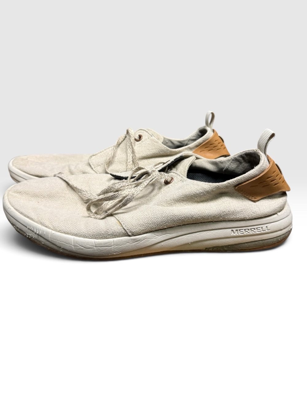 Merrell J000154 Women’s 10 Canvas Lace Up Sneakers Vibram Beige